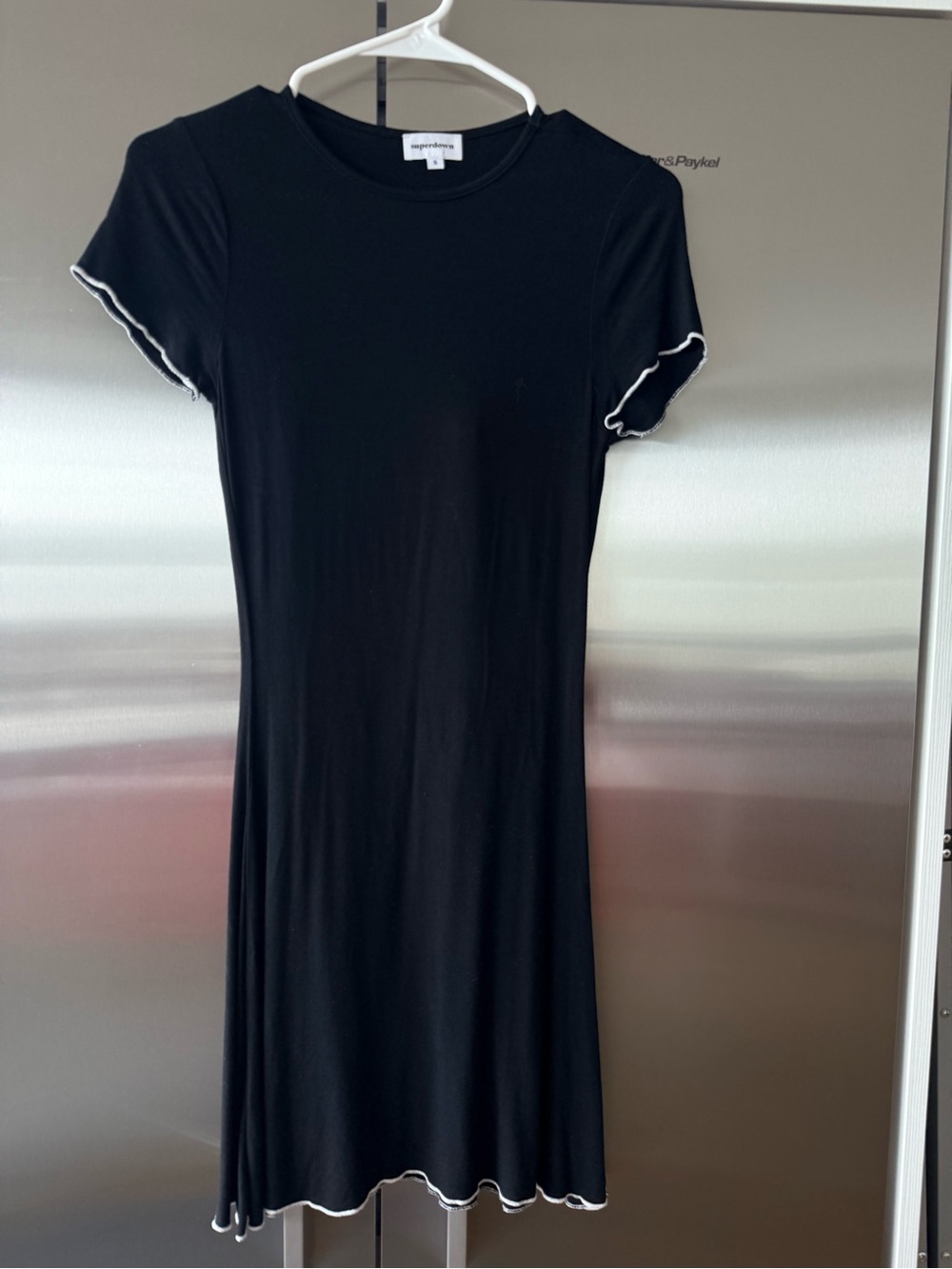 Superdry Black Short Sleeve Ruffle-Edge Dress